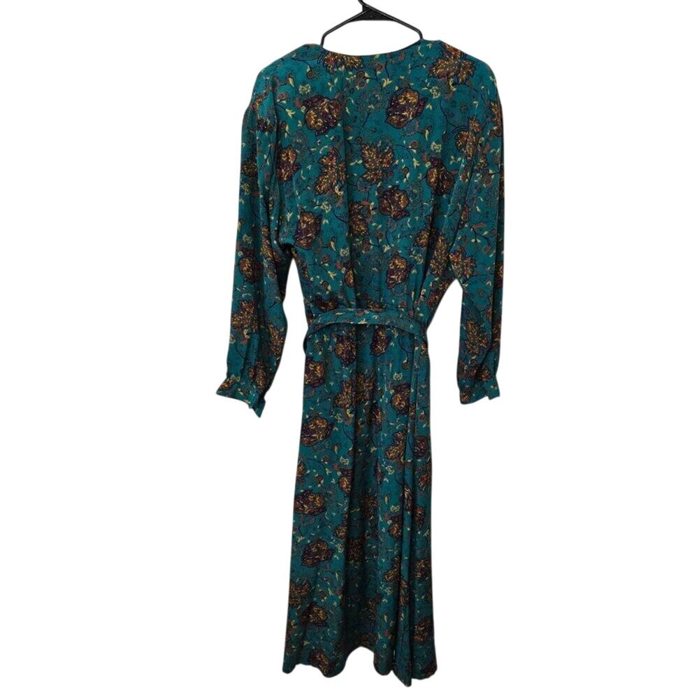 Vintage Liz Claiborne Green Belted Shoulder Pad Midi Dress‎ Size 14